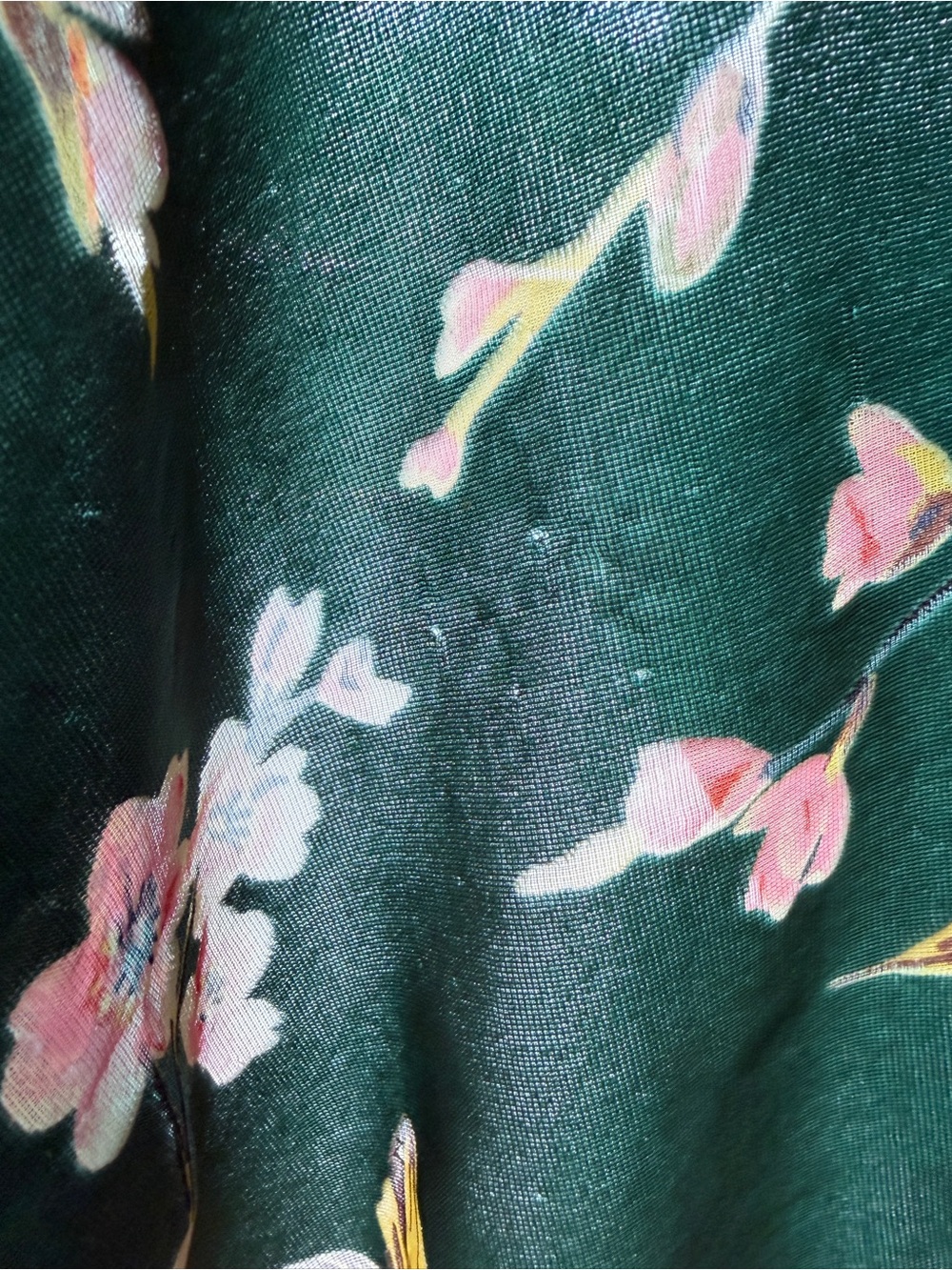 Baltic Born Uma Velvet Maxi Dress green with pink floral pattern Large GUC - Picture 12 of 13